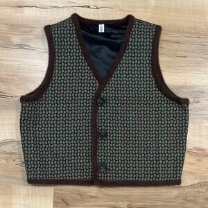 Brown and Green Pattern Vest